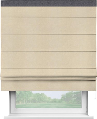 Римская штора «Кортин» с кантом Кинг, для проема ткань софт однотонный бежевый лайт